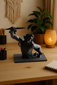 3D Dekoratif Antik Kalem Tutucu Heykel Avangard Ofis Masaüstü Aksesuar, Sanatsal Hediyelik 14x14 cm