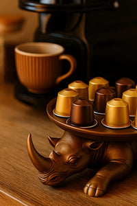 Dekoratif Gergedan Sunumluk Çok Amaçlı Pratik Ev Gereçleri Kahve (Vegan Üretim)