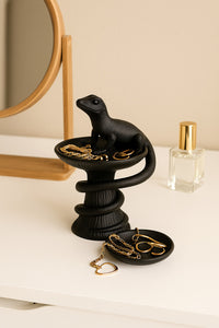 Dekoratif Tasarım Biblo Kertenkele Siyah Özel Hediye 15 X 10 Cm