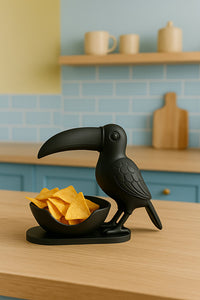 3D Siyah Kuş Figürlü Kuruyemiş, Kahve Yanı Sunum, Takı Organizeri, Anahtarlık Çok Amaçlı 15 x 12 cm