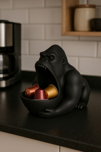 3D Reçine Goril Figürlü Takı Organizer, Yüzük, Bileklik ve Kolye Sunumluk 16 x 14 cm