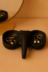 Siyah Fildişi Figürlü Sunumluk Banyo Sabunluk, Kahvaltı Tabağı, Takı Organizeri, Mumluk 15 x 15 cm