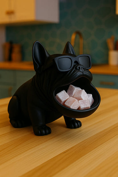 3D Bulldog Köpek Figürlü Sunumluk Tealight Mumluk, Lokumluk, Takı Organizeri Çok Amaçlı 14 x 12 cm