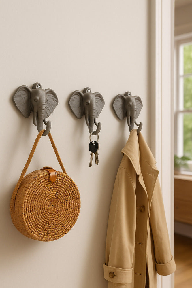 Dekoratif Bereket Fil Askılık Çok Amaçlı 3'lü Takım