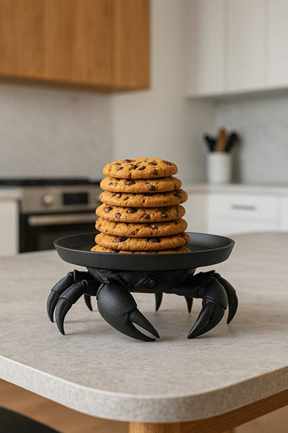 Dekoratif Yengeç Figürü Siyah Pratik Ev Gereçleri Çok Amaçlı Sunum Tabak 16 X 16 Cm