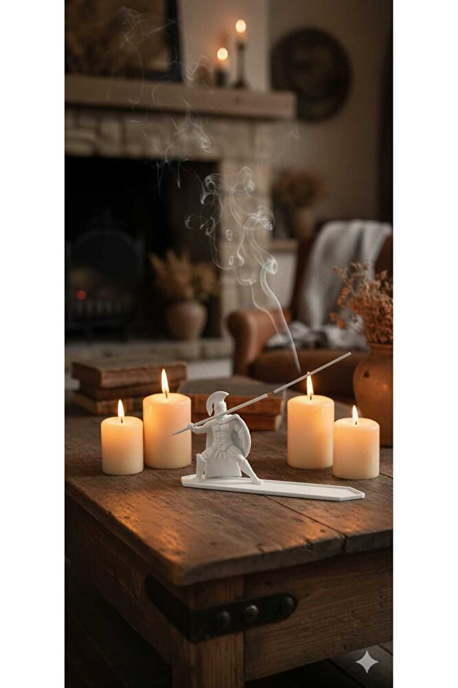 Dekoratif Biblo Roma Gladyatör Tütsülük Beyaz Modern 15 x 9 cm