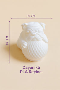 Bulldog Tasarımlı 3D Dekoratif Masa Lambası, Estetik Çocuk Odası Gece Lambası, Tealight 25 x 25 cm