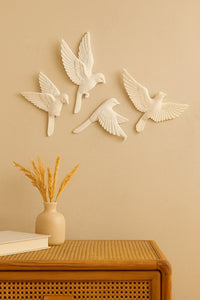 4’lü 3D Kuş Duvar Dekoru Dekoratif Reçine Dekor Modern, Bohem Duvar Dekoru Ev, Ofis Süsleme