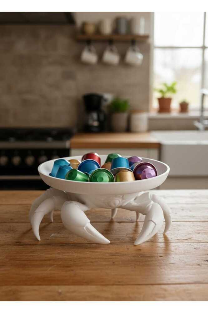 Dekoratif Beyaz Yengeç Kıskaç Tasarım Sunumluk Takı Mum Şeker Vegan Üretim 16 x 16 cm