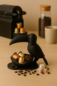 3D Siyah Kuş Figürlü Kuruyemiş, Kahve Yanı Sunum, Takı Organizeri, Anahtarlık Çok Amaçlı 15 x 12 cm