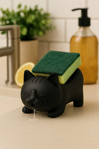 Dekoratif Kedi Figürlü Sabunluk & Süngerlik Şık ve Sevimli Banyo, Mutfak Aksesuarı Çok Amaçlı