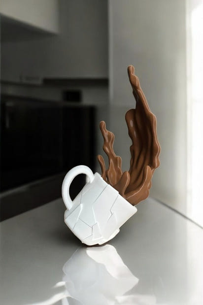 Dökülen Kahve Figürü Dekoratif Obje Biblo Kahve Sıcak Çikolata Figür Hediye ( vegan üretim )