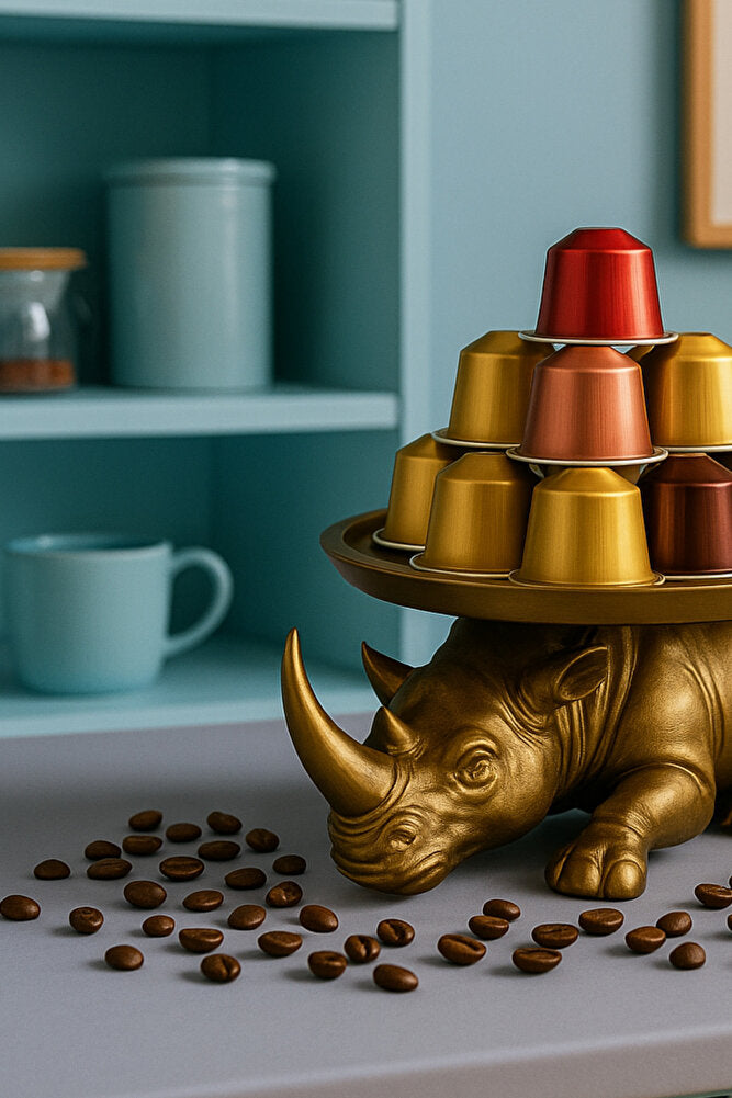 Dekoratif Tasarım Gold Gergedan Sunum Not Pratik Gereç Vegan Üretim 14 X 14 Cm