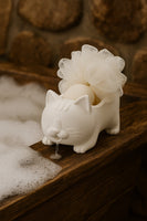 Dekoratif Kedi Figürlü Sabunluk & Süngerlik Şık ve Sevimli Banyo, Mutfak Aksesuarı Çok Amaçlı