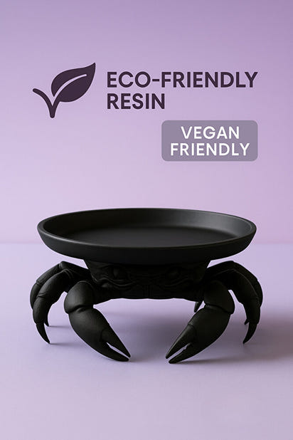 Dekoratif Yengeç Figürü Siyah Pratik Ev Gereçleri Çok Amaçlı Sunum Tabak 16 X 16 Cm