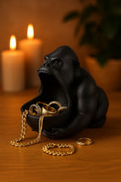 3D Reçine Goril Figürlü Takı Organizer, Yüzük, Bileklik ve Kolye Sunumluk 16 x 14 cm