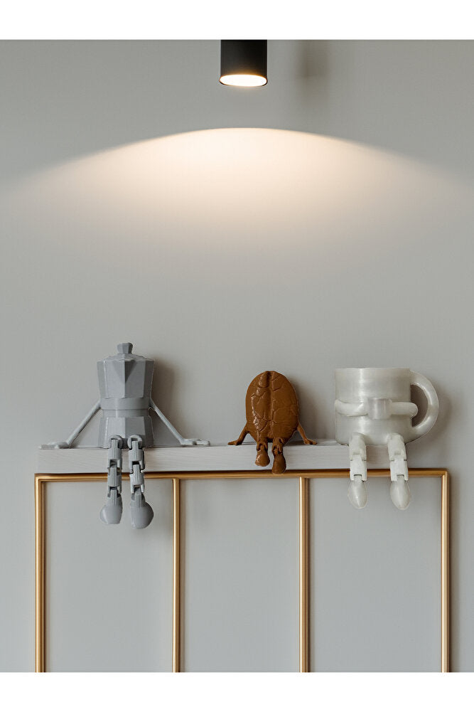 Kahve Köşesi Sevimli Biblo Seti 3lü, Kahve Çekirdeği, Kahve Kupası, Moka Pot, Coffee Set 10cm