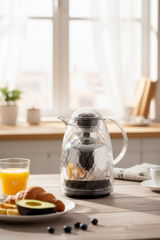 1 Lt Akrilik Şeffaf Çay Termosu 12 Saat Sıcak 24 Saat Soğuk