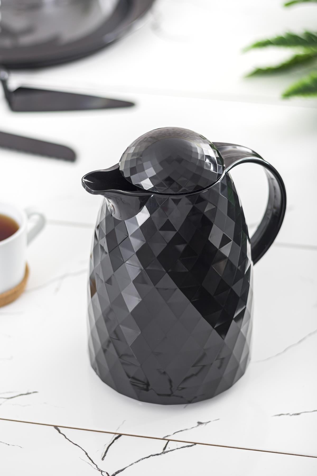 1 Lt Akrilik Siyah Çay Termosu 12 Saat Sıcak 24 Saat Soğuk