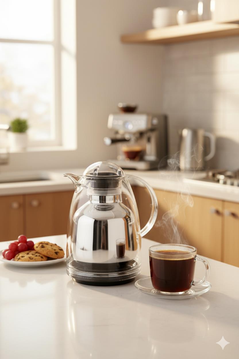 1 Lt Akrilik Şeffaf Çay Termosu 12 Saat Sıcak 24 Saat Soğuk