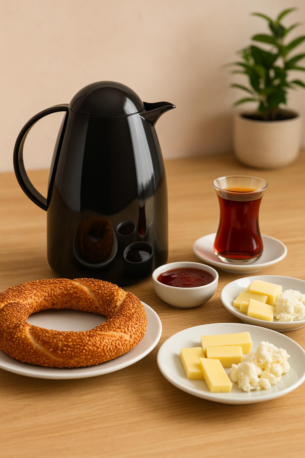 1 Lt Akrilik Siyah Çay Termosu 12 Saat Sıcak 24 Saat Soğuk-2828