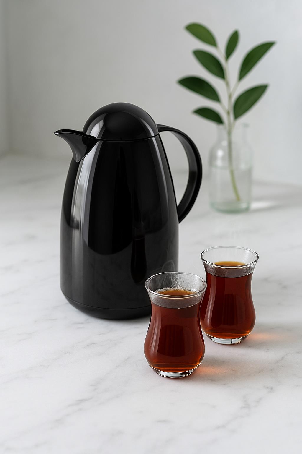 1 Lt Akrilik Siyah Çay Termosu 12 Saat Sıcak 24 Saat Soğuk-2828