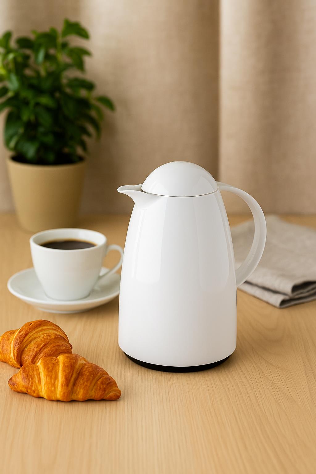 1 Lt Akrilik Soft Beyaz Çay Termosu 12 Saat Sıcak 24 Saat Soğuk