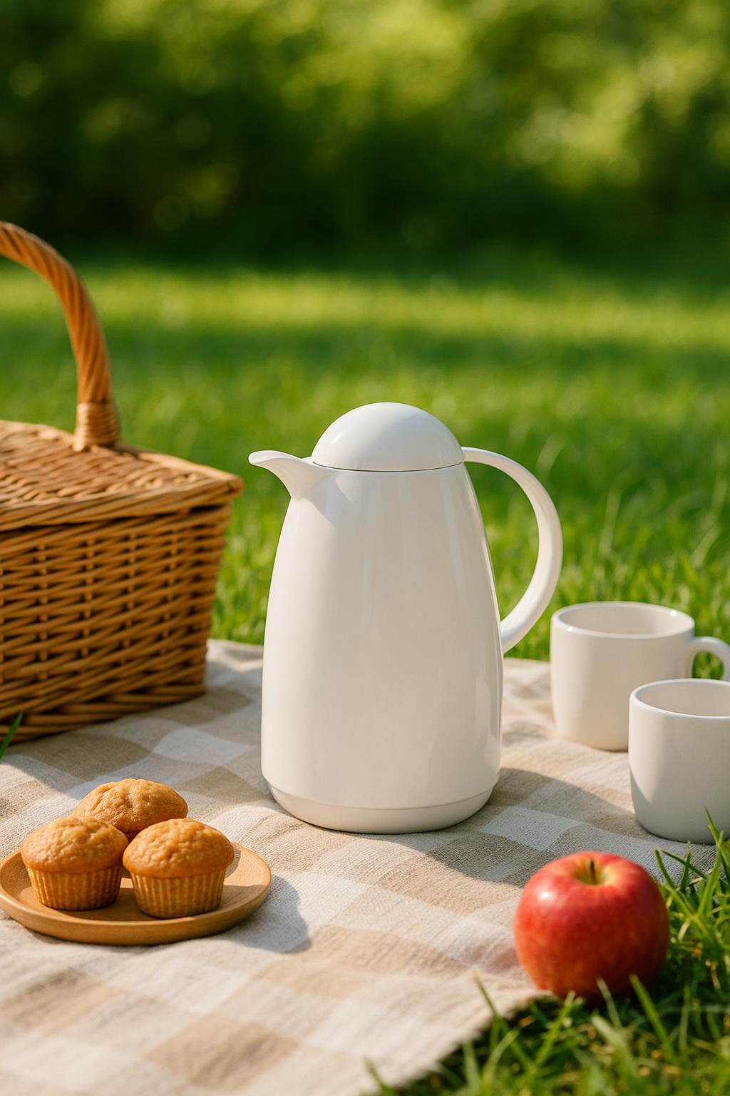 1 Lt Akrilik Soft Beyaz Çay Termosu 12 Saat Sıcak 24 Saat Soğuk