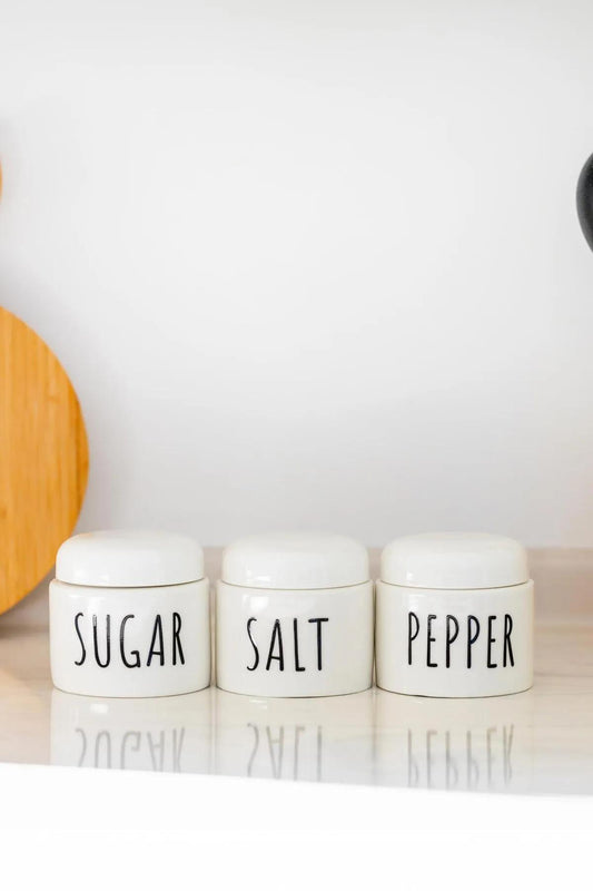 3 Lü Seramik Baharat Seti Beyaz 350 ml