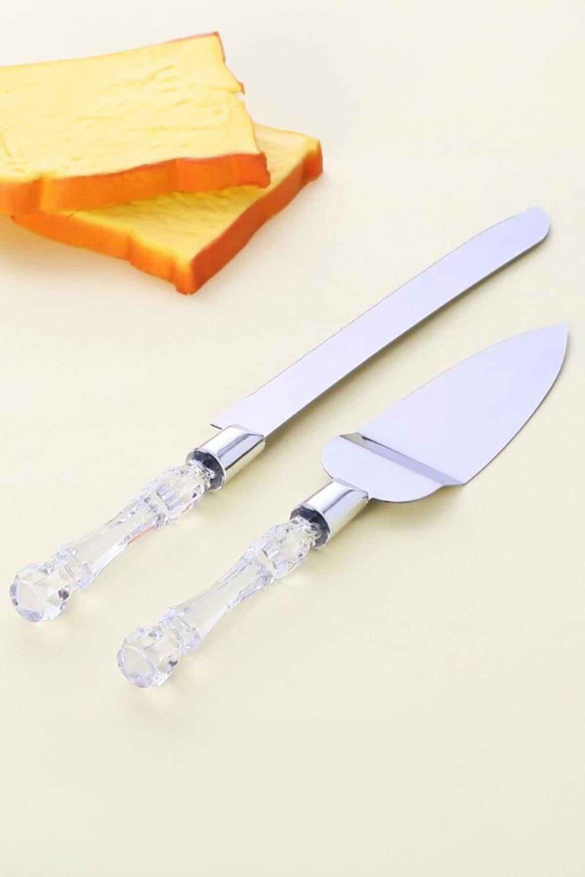 2’li Paslanmaz Çelik Pasta Servis Seti Spatula Bıçak Seti