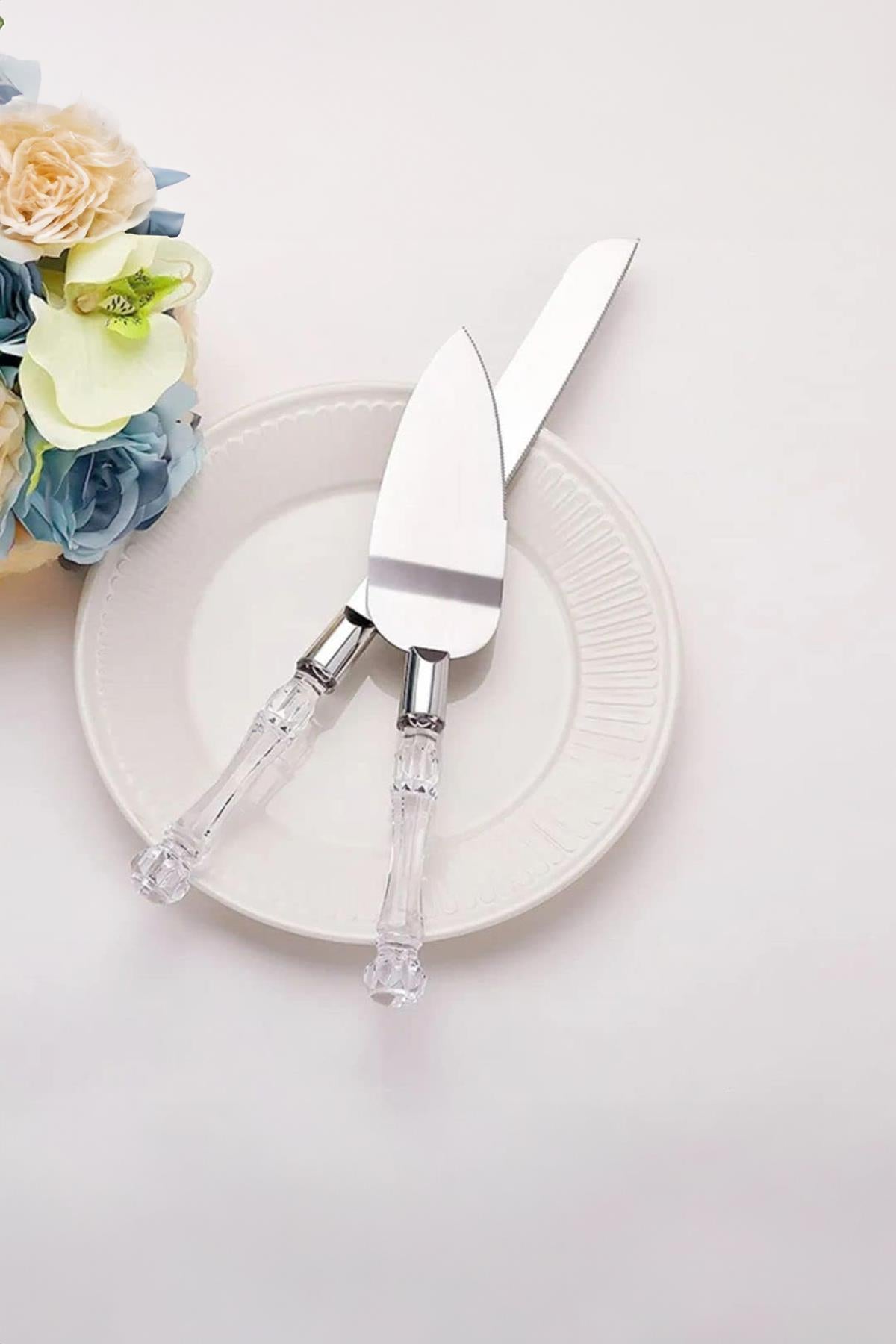 2’li Paslanmaz Çelik Pasta Servis Seti Spatula Bıçak Seti