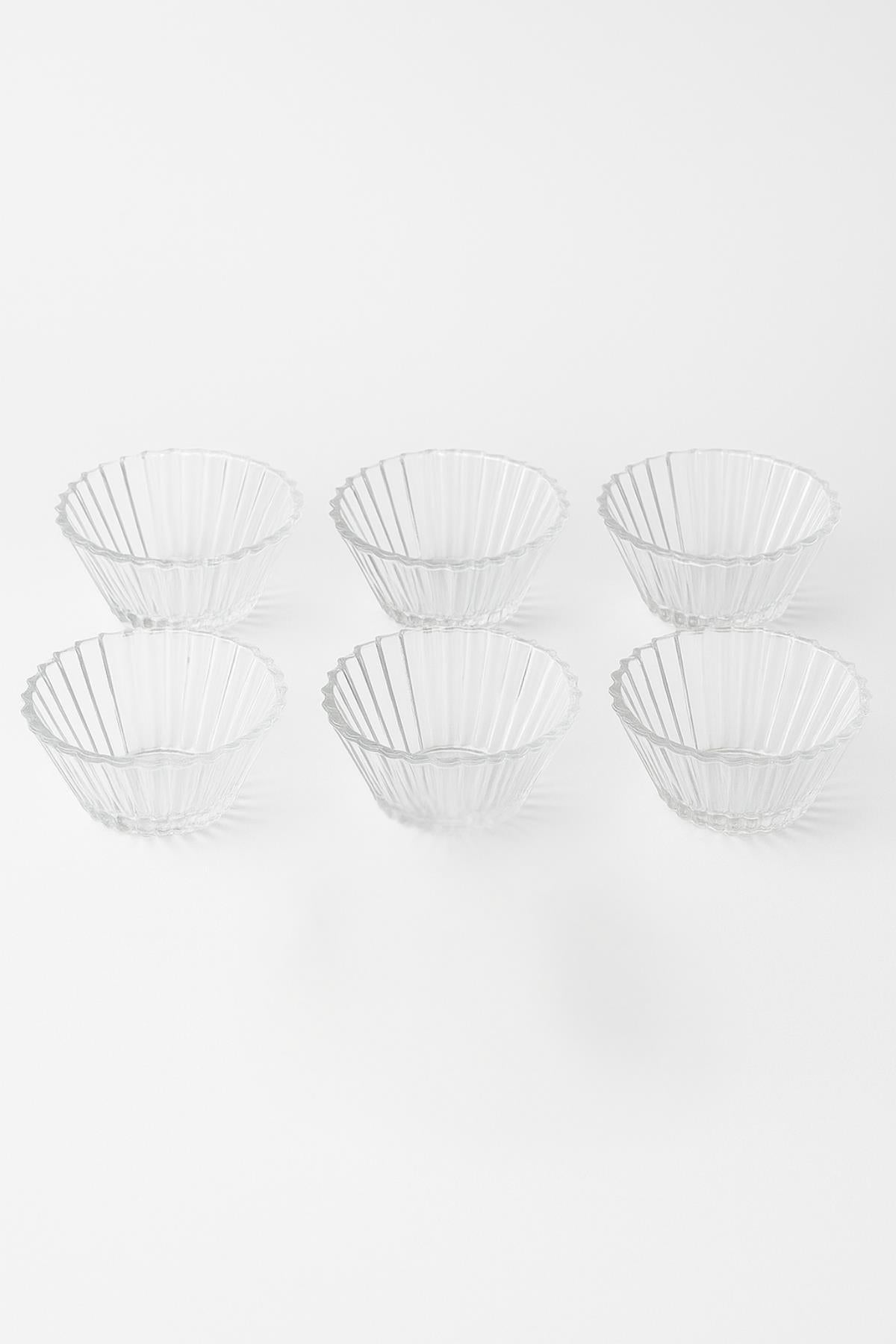 6’lı Cam Desenli Çerezlik Kase Seti 150 ml