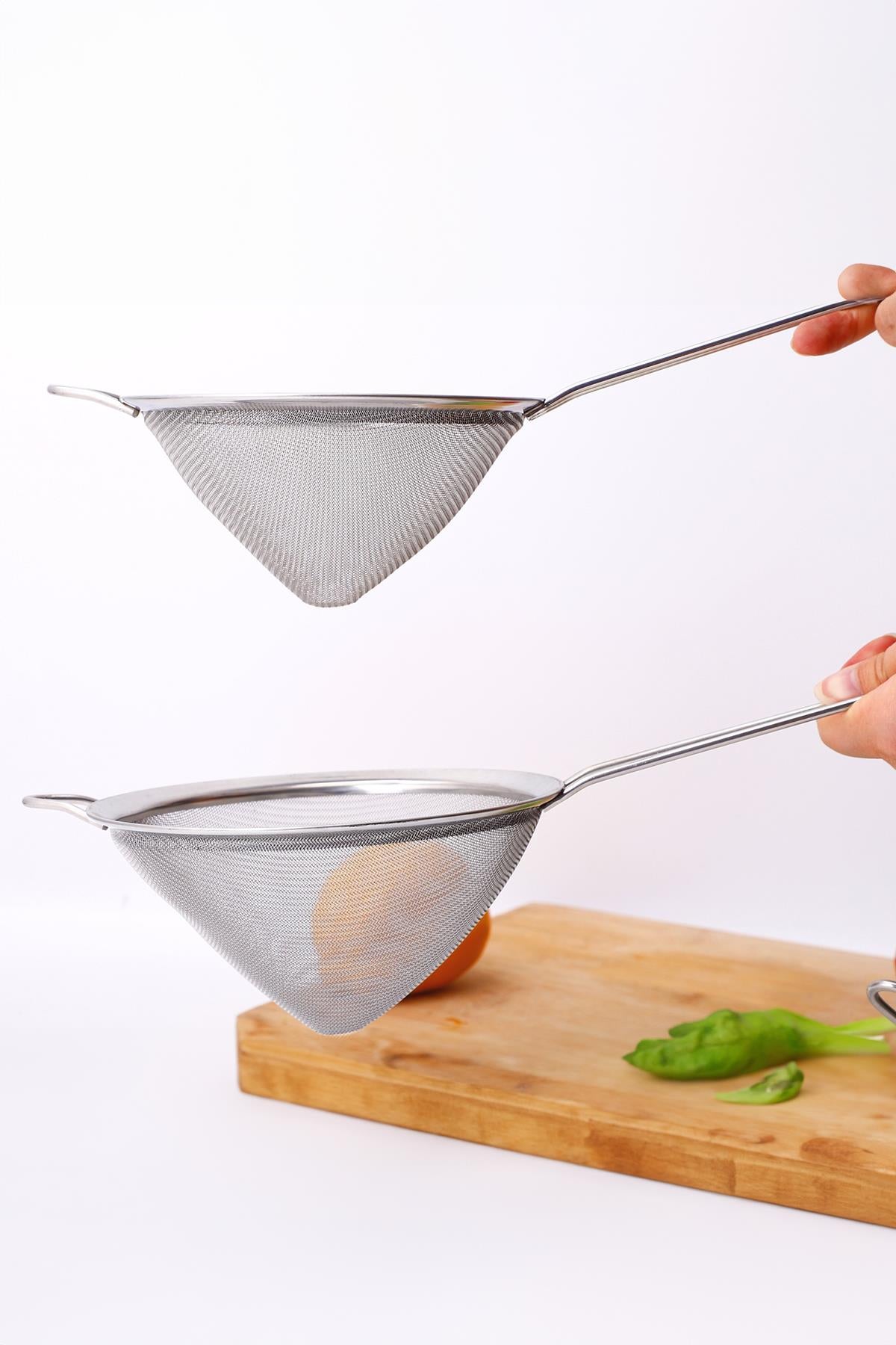 Paslanmaz Çelik Saplı Konik Süzgeç 14 cm