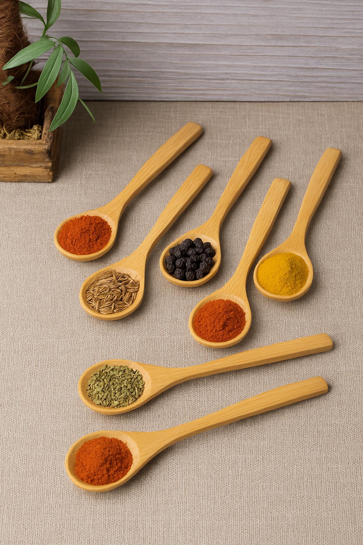 Ahşap Büyük Baharat Kaşığı Seti 6’lı 17 cm
