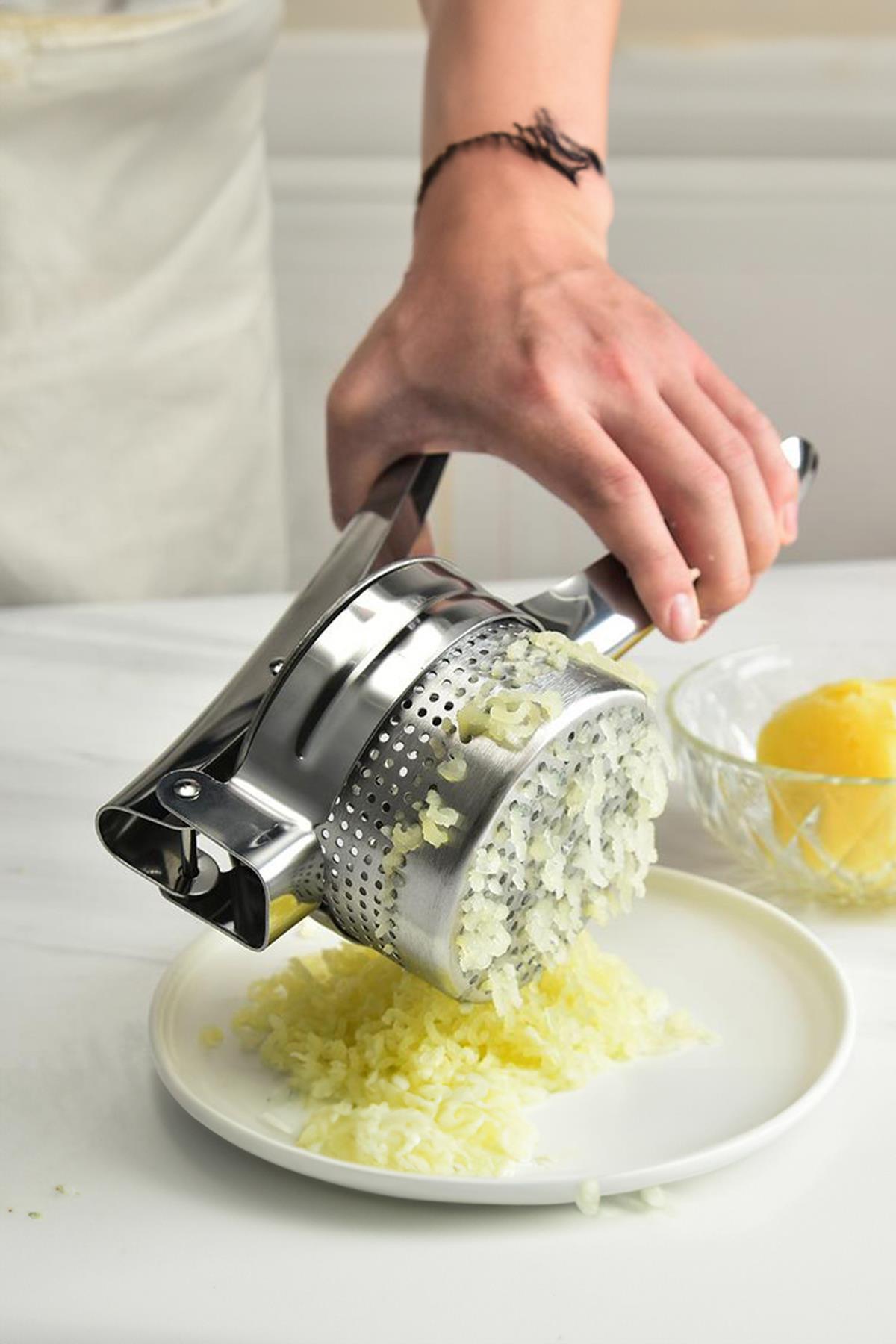 Paslanmaz Çelik Patates Ezme Aparatı Püre ve Sebze Ezici 27 cm