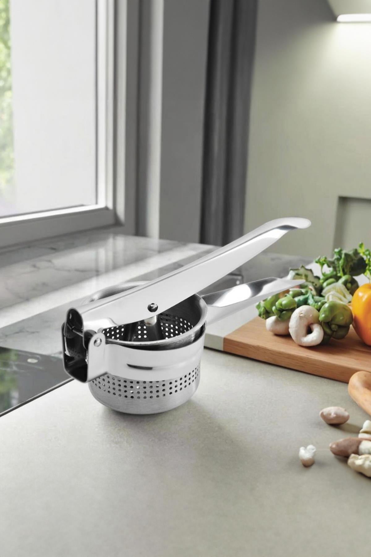 Paslanmaz Çelik Patates Ezme Aparatı Püre ve Sebze Ezici 27 cm