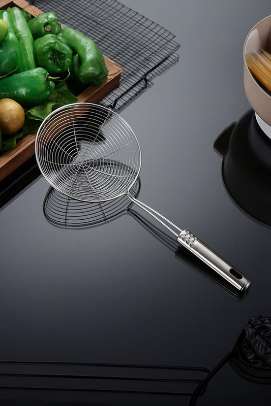 Paslanmaz Çelik Kevgir 14 cm Uzun Saplı Süzgeç Kızartma Kevgiri