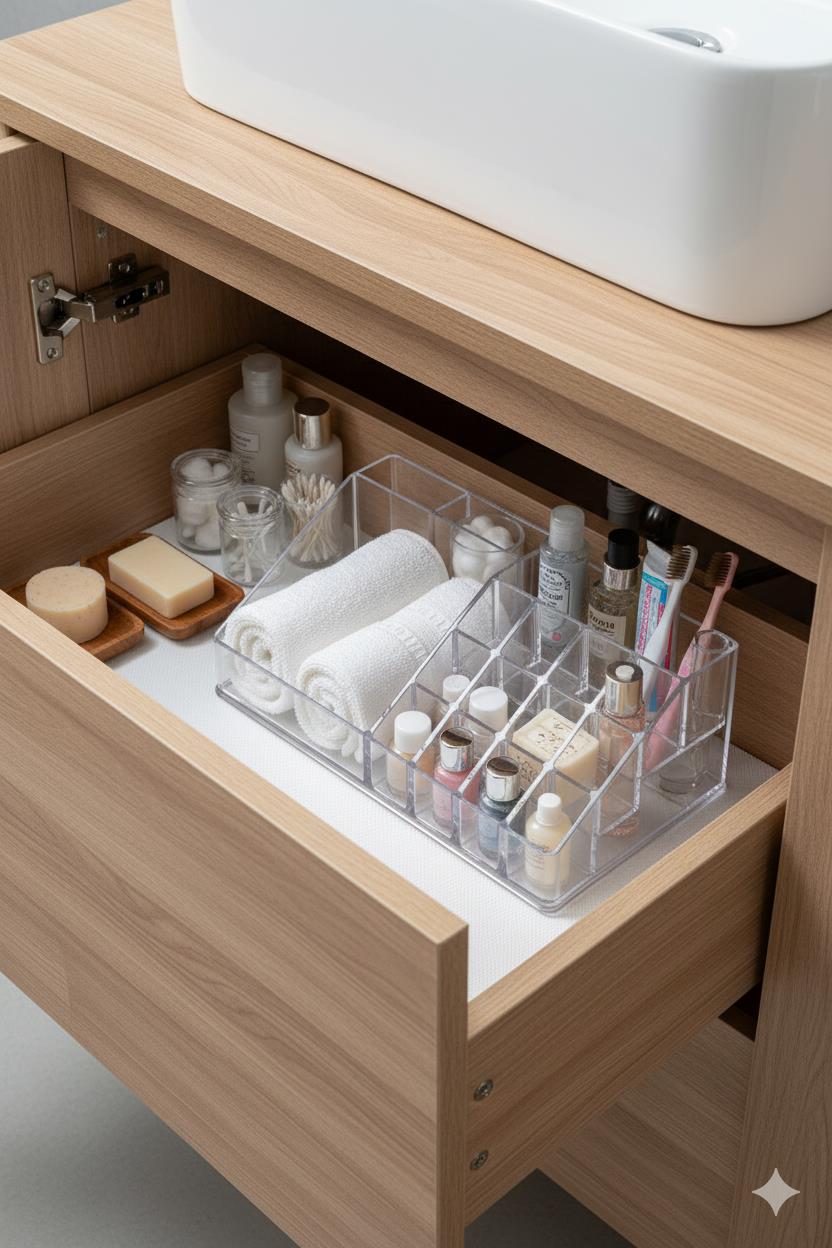 Şeffaf Akrilik Banyo Kozmetik Düzenleyici Organizer 13x22x8 cm