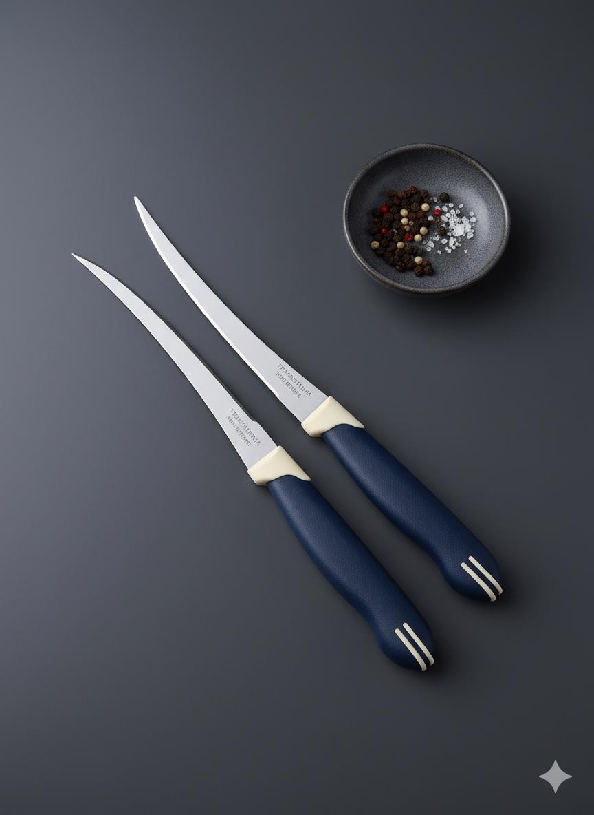 Tramontina 2’li Uzun Kıvrık Bıçak Seti Paslanmaz Çelik Lacivert